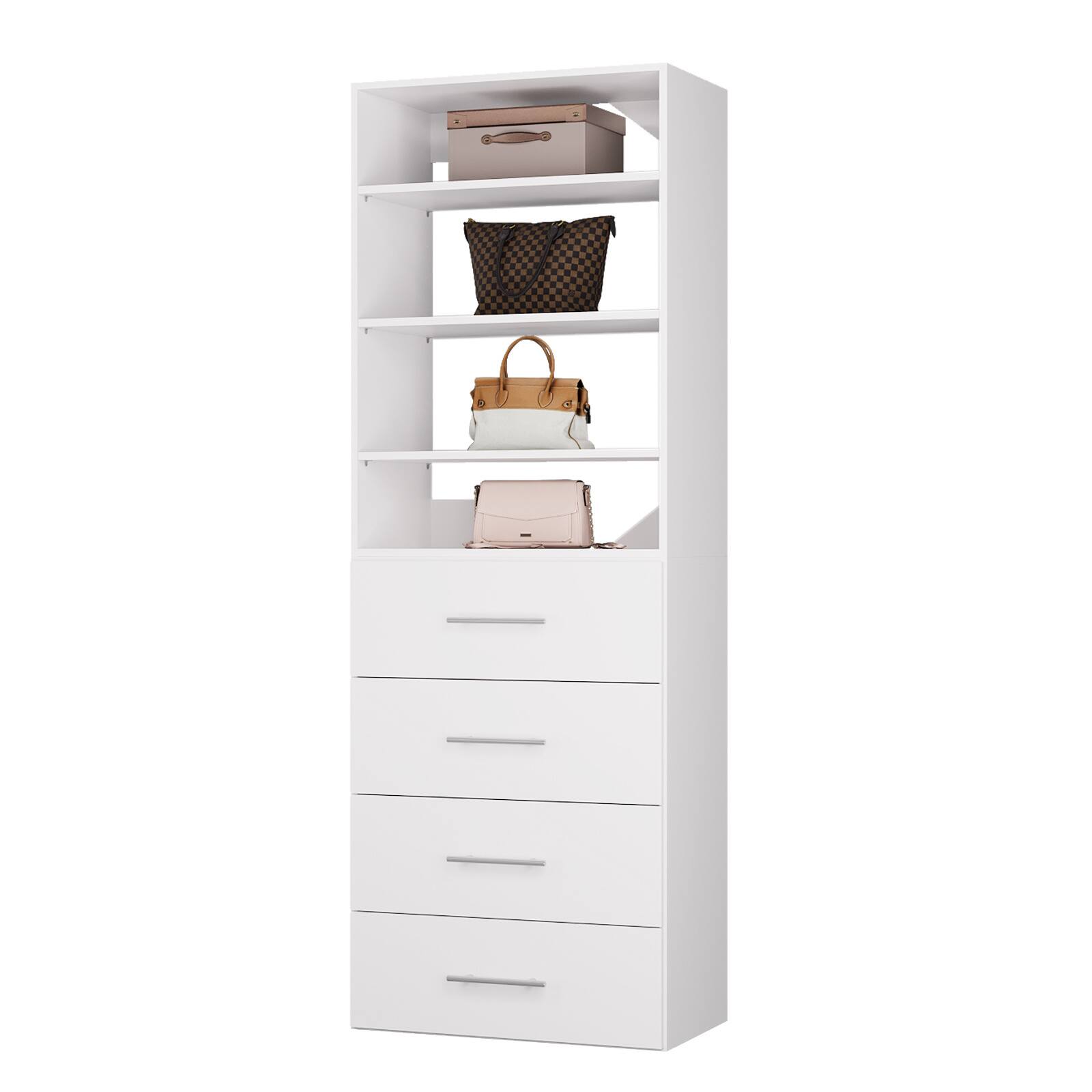 LOVMOR - 25.5 in White Modular Closet System Unit-Customizable Wall Mounted Walk-In Closets for Bedroom or Walk-in Closet - White