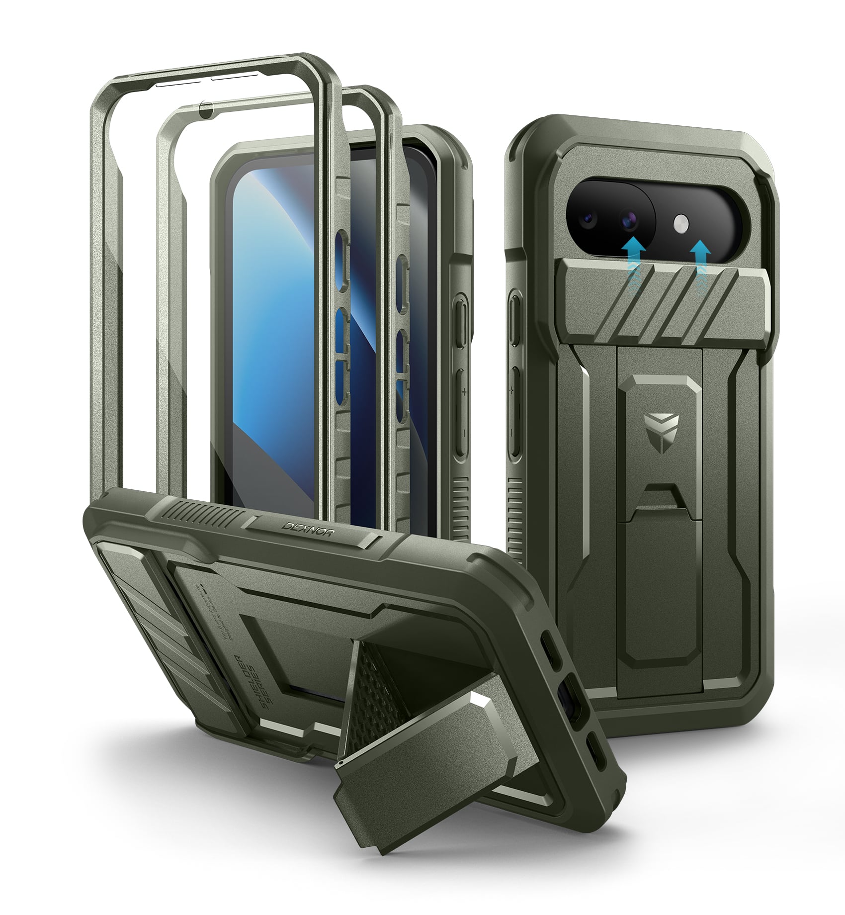 Dexnor - Phone Case for Google Pixel 10a with Camera Cover, 2 Front Frames, Screen Protector, Full-Body Shockproof Bumper Cover - Army Green price history on PriceWatchPro