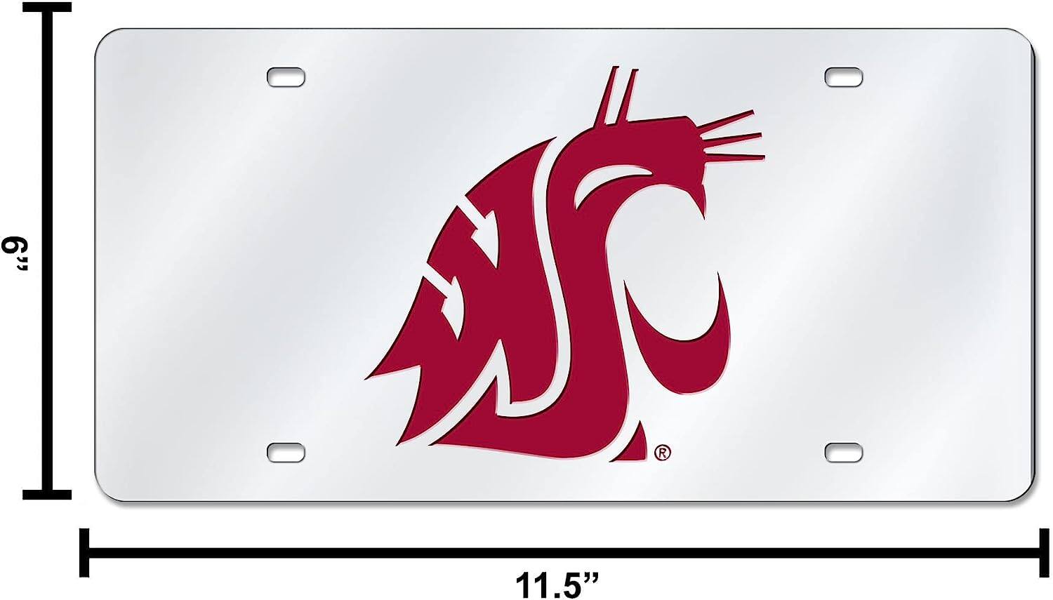 Alt View 3. Rico Industries - Washington State Cougars Mirrored Laser Cut License Plate Laser Tag - Multi.