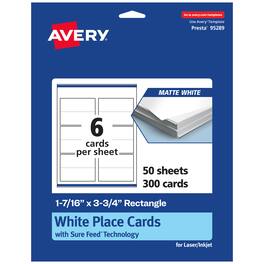 Avery - Printable Place Cards, 1-7/16" x 3.75", Matte 300ct - White