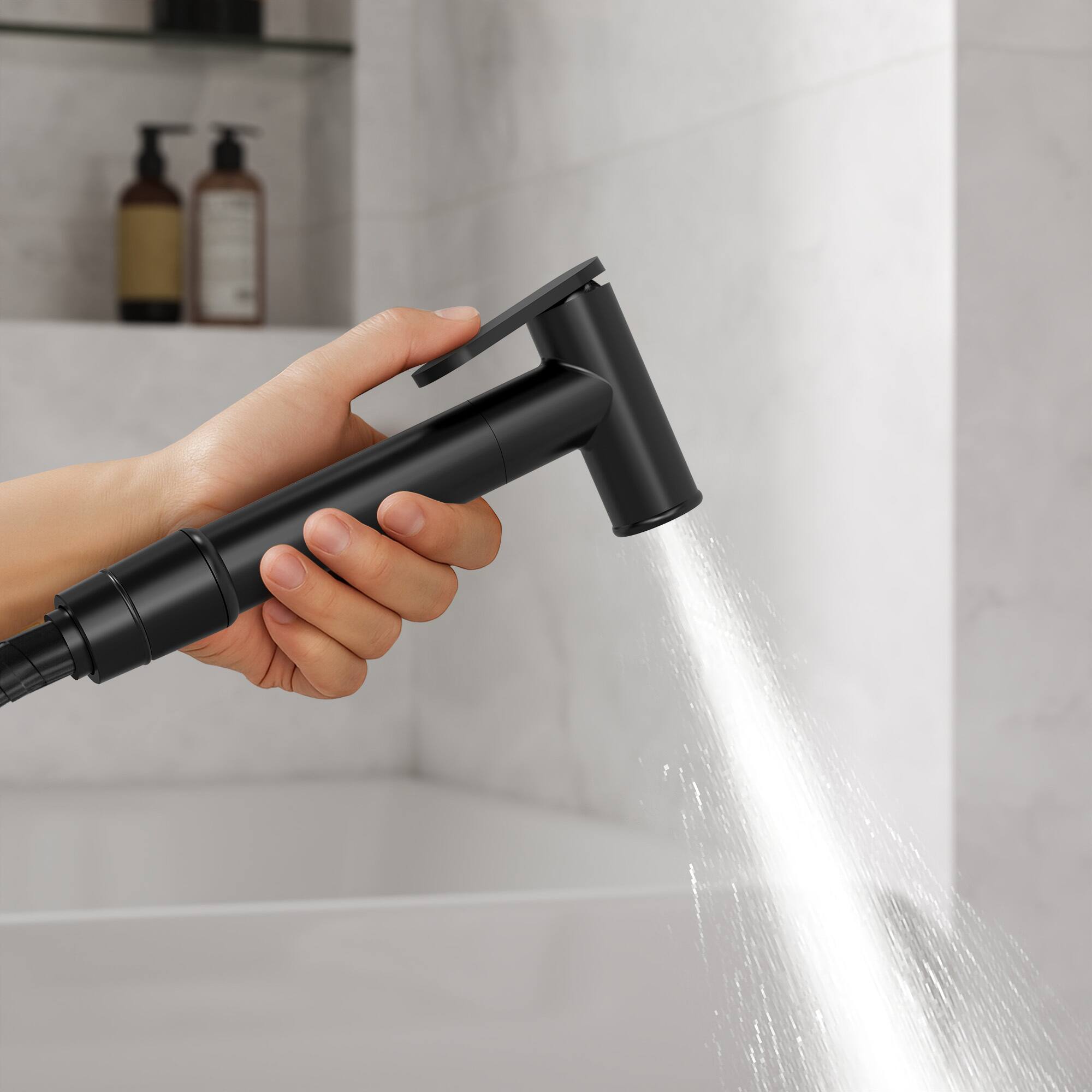 Alt View 9. GRANDJOY - Handheld Bidet Faucet with Hot and Cold Mixing Valve, Wall Mount  - Matte Black.