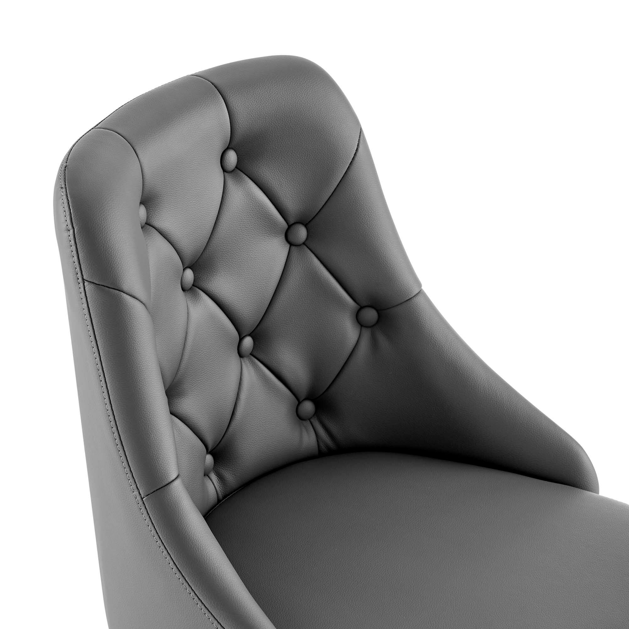 Alt View 4. Modway - Distinct Tufted Swivel Vegan Leather Office Chair by Modway - Black Gray.