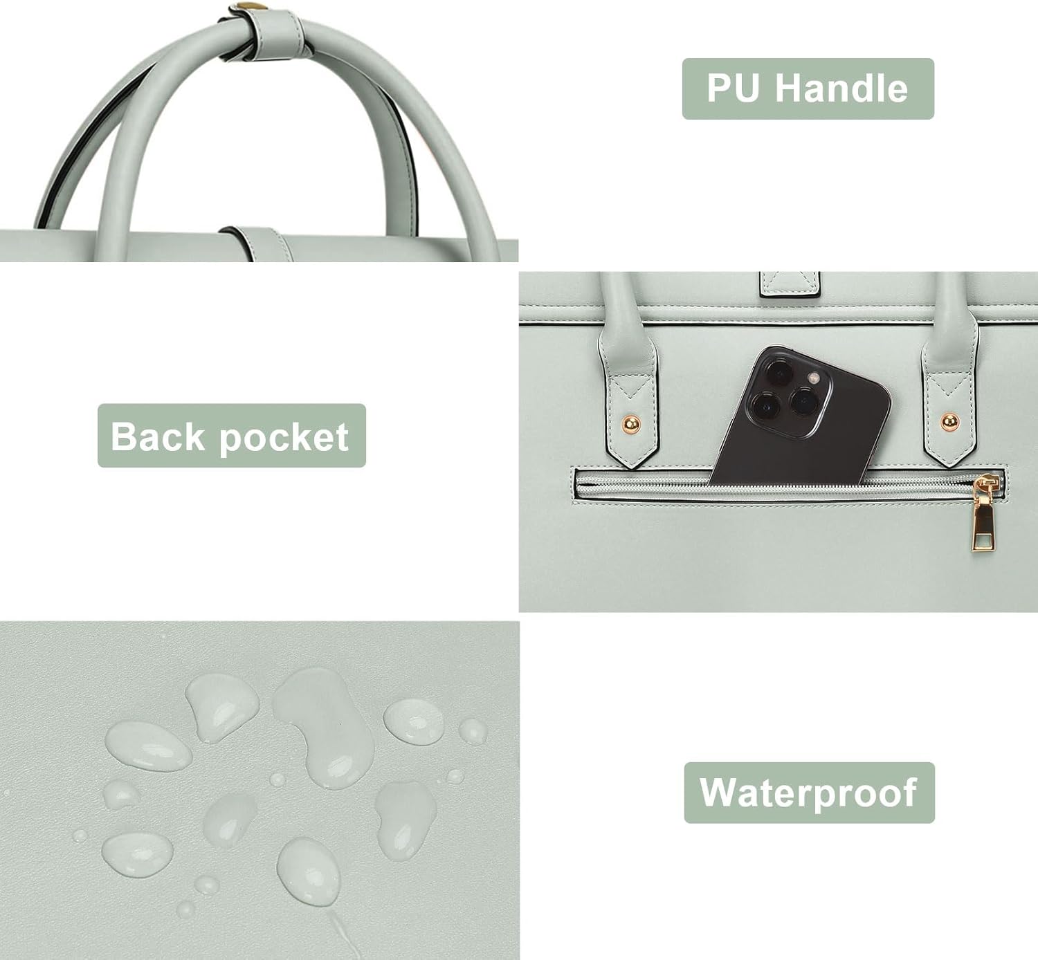 - PU Handle
- Back pocket
- Waterproof