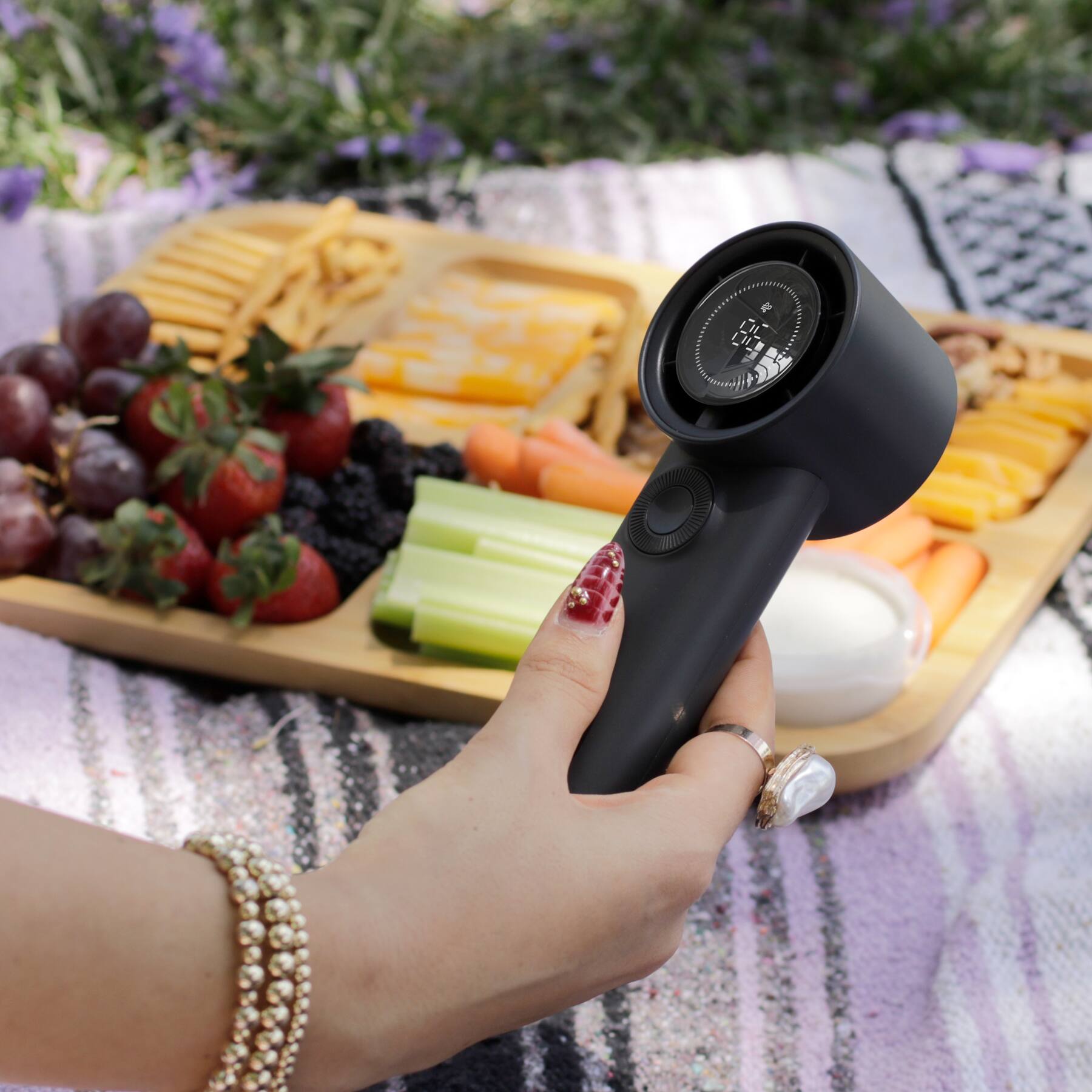 Left. Aluratek - Aluratek Vortex Go Handheld Rechargeable Fan ADF01F - Black.