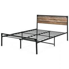 Hivvago - Rustic FarmHome Metal Wood Platform Bed Frame in Full Size - Black