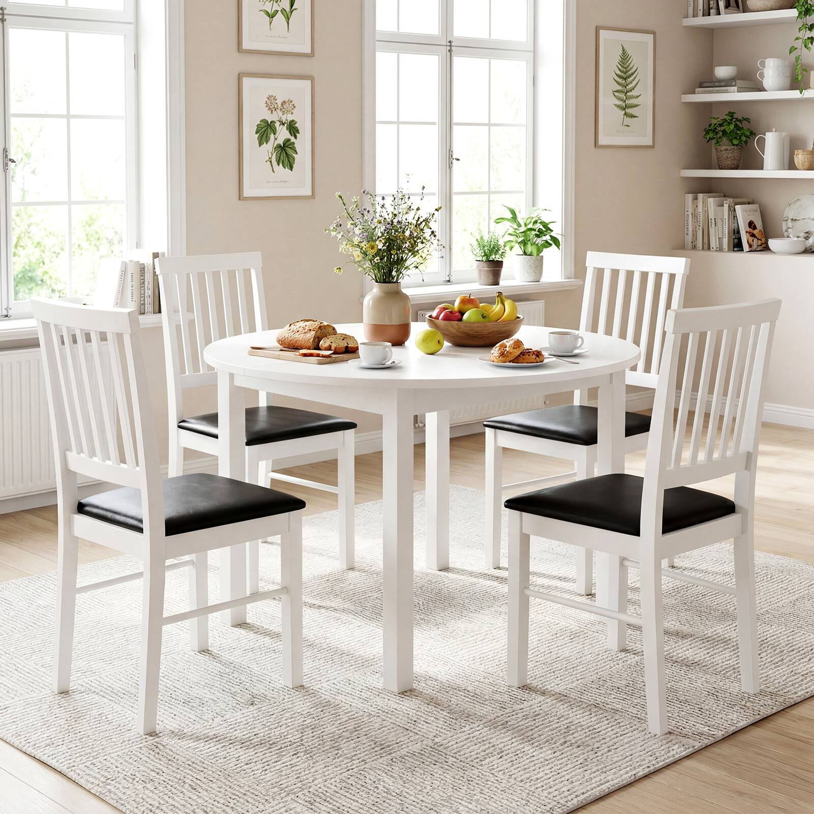 Alt View 3. Gymax - Gymax Dining Chairs Set of 4 w/ Hollowed Backrest Padded Seat & Rubber Wood Legs - White.