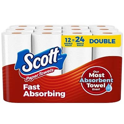 Scott - Choose-A-Sheet Double Roll Paper Towels, 1-ply, 102 Sheets/Roll, 12 Rolls/Pack (38869/55416) - White price history on PriceWatchPro