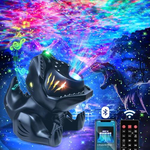 The Best Inks - Dinosaur Sound Machine Night Light Projector 22 White Noise 5.3 196color Remote Control | For Boy Gift Decor Galaxy - Black