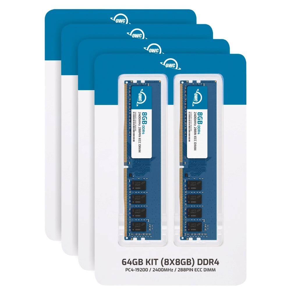 OWC  
64GB KIT (8X8GB) DDR4  
PC4-19200 / 2400MHz / 288PIN ECC DIMM  
64GB KIT (8X8GB) DDR4 PC4-19200 / 2400MHz / 288PIN ECC DIMM