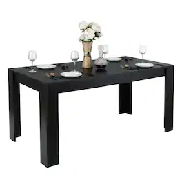 Costway - 63"Dining Table Rectangular Modern Kitchen Table For 6 People Home Furniture - Black