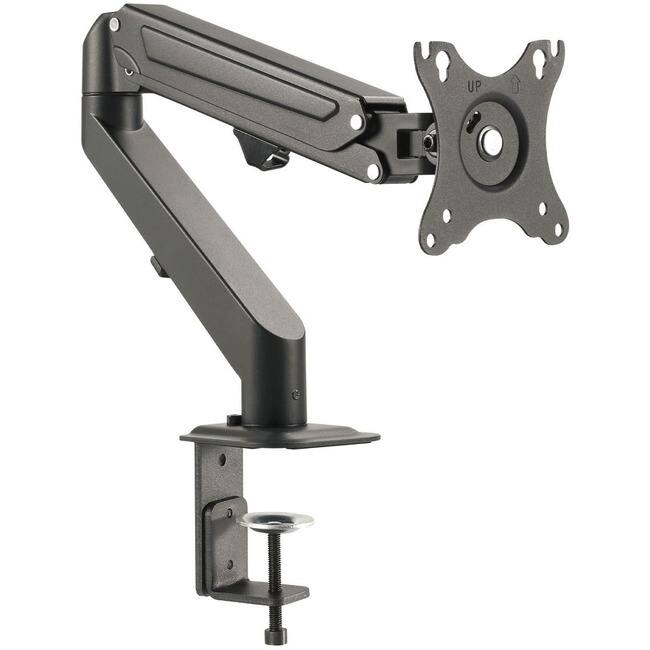 Front. SIIG - Single Gas Spring C-Clamp Monitor Desk Mount - 27" - Black.