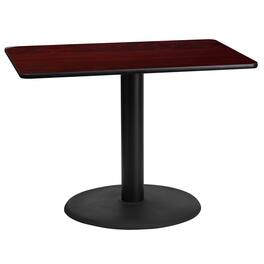 Flash Furniture - Graniss 24'' x 42'' Rectangular Mahogany Laminate Table Top with 24'' Round Table Height Base - Brown