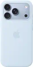 Front. Apple - iPhone 18 Pro Silicone Case with MagSafe (2026) - Crisp Blue.