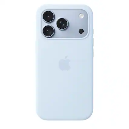 Front. Apple - iPhone 18 Pro Silicone Case with MagSafe - Crisp Blue.