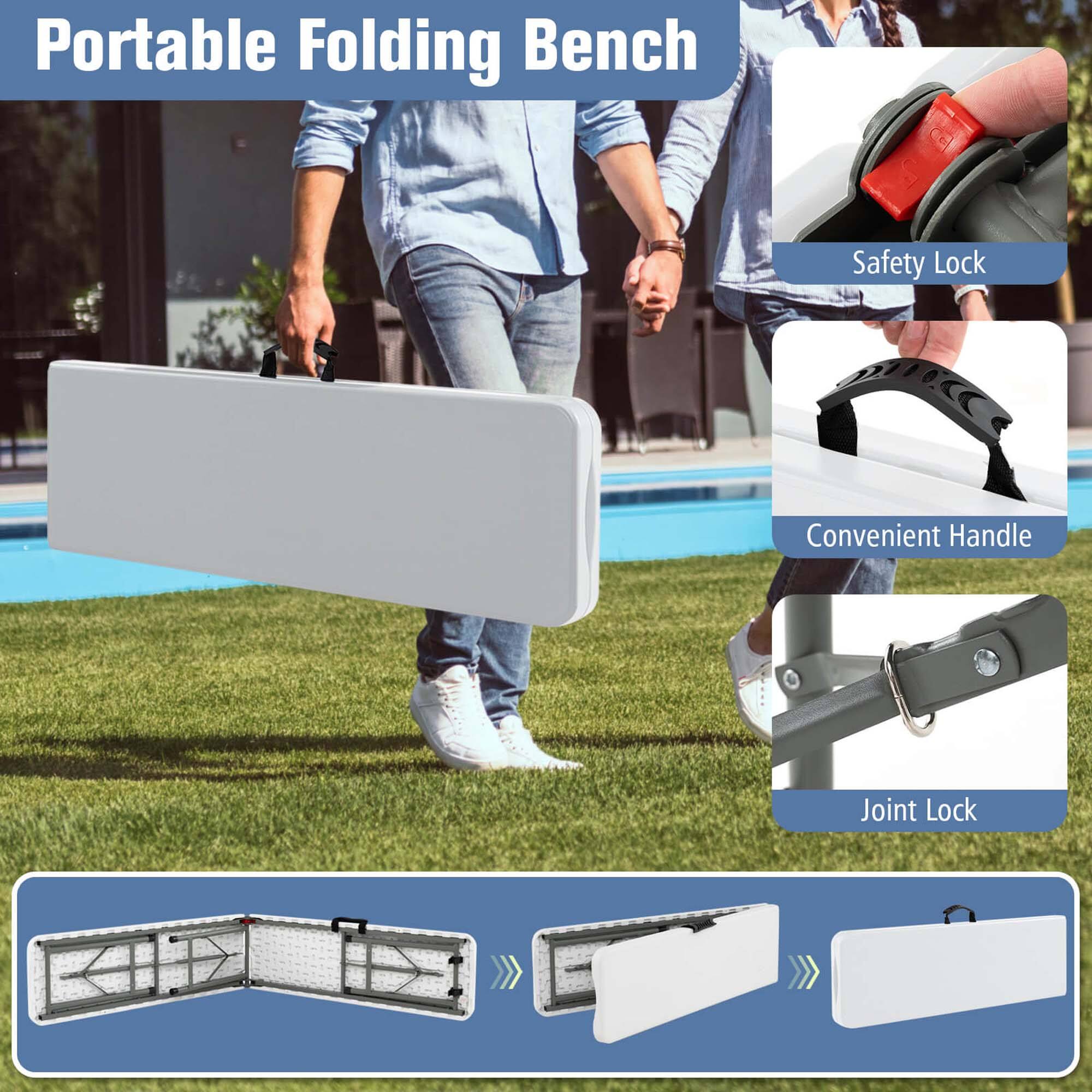 Portable Folding Bench, Safety Lock, Convenient Handle, Joint Lock