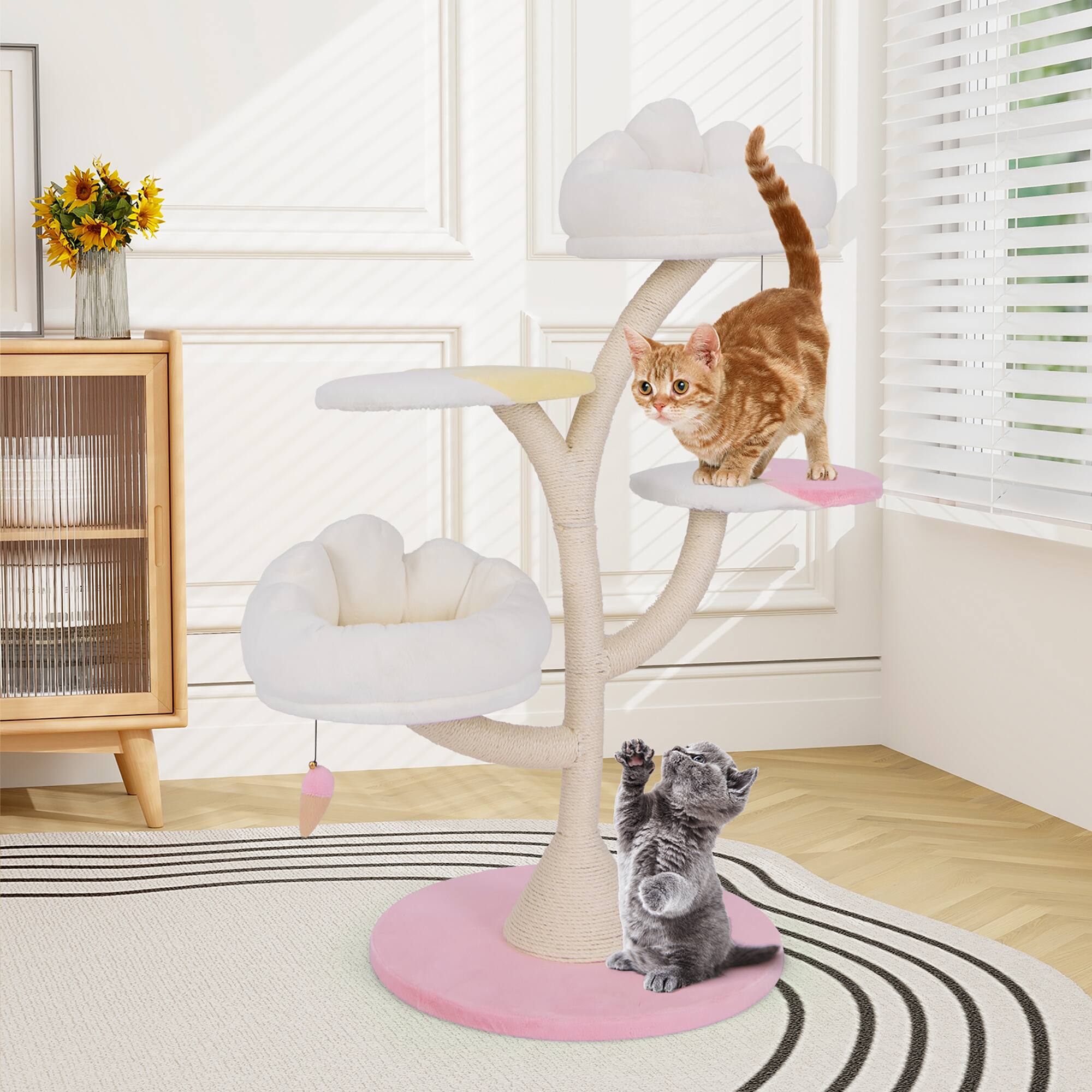 Alt View 3. Gymax - Gymax Multi-Layer Cat Tree Cute Cat Tower w/ 2 Cat Perches & 2 Platforms - GYM14414.
