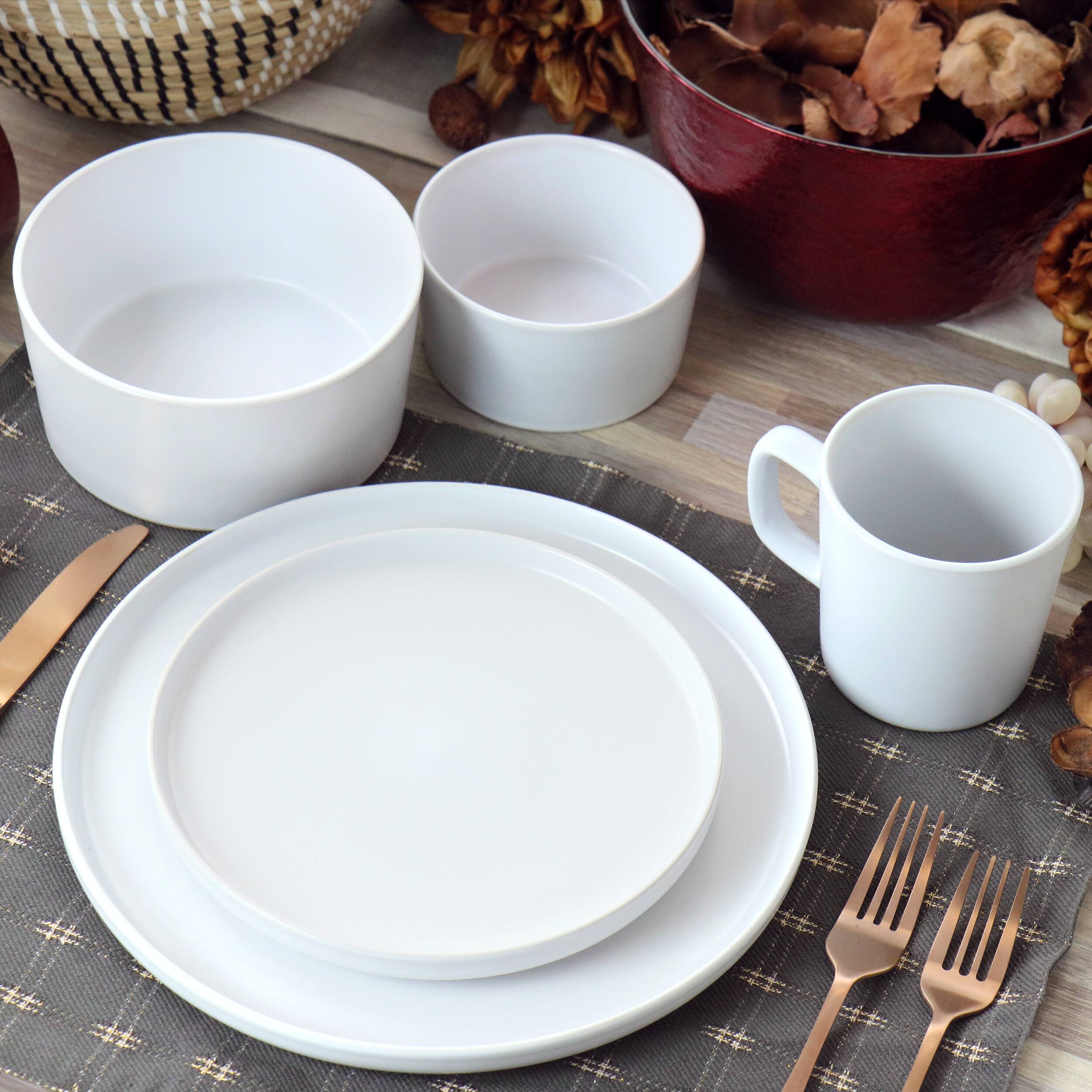 Alt View 8. Elama - Elama Luxmatte White 20 Piece Dinnerware Set - White.