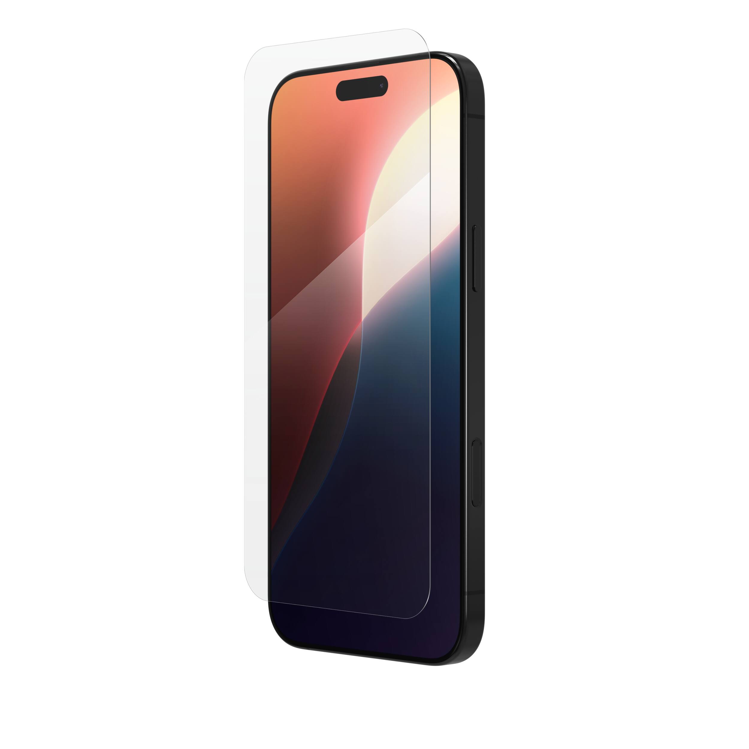 Left. ZAGG - Glass+ Defense Screen Protector for Apple iPhone 16 Pro Max - Clear.