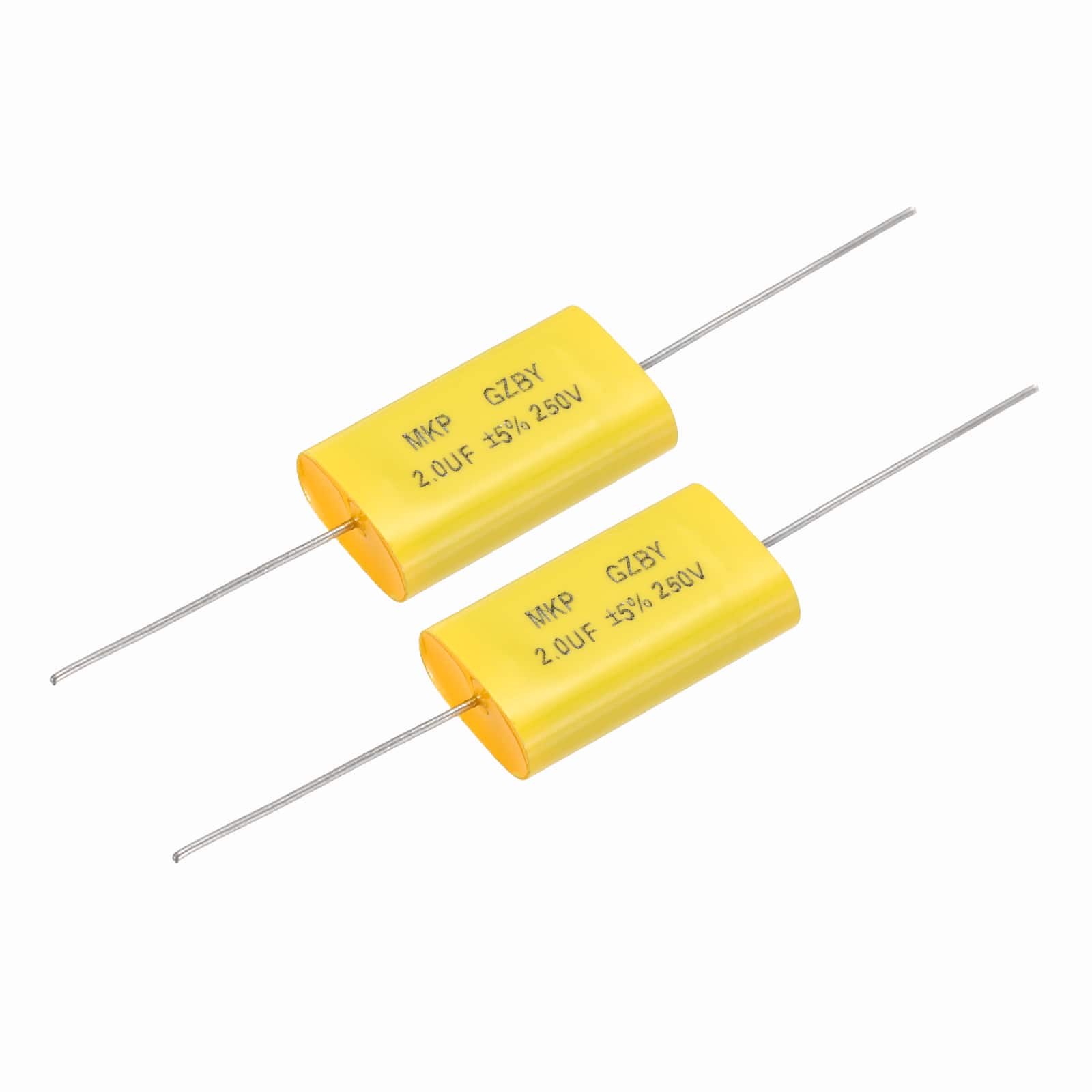 Unique Bargains - 2pcs 2uF Frequency Divider Capacitor, 250V Audio Speaker Crossover Non-Polarity Polypropylene MKP Film Capacitor - Yellow price history on PriceWatchPro
