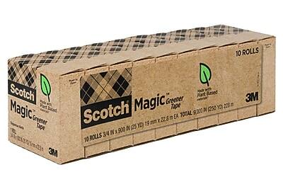 Scotch Magic Greener Tape  
Plant Based  
10 Rolls  
3/4 in x 900 in (25 yd)  
19 mm x 22.8 m EA  
Total 9,000 in (250 yd) 228 m  
3M