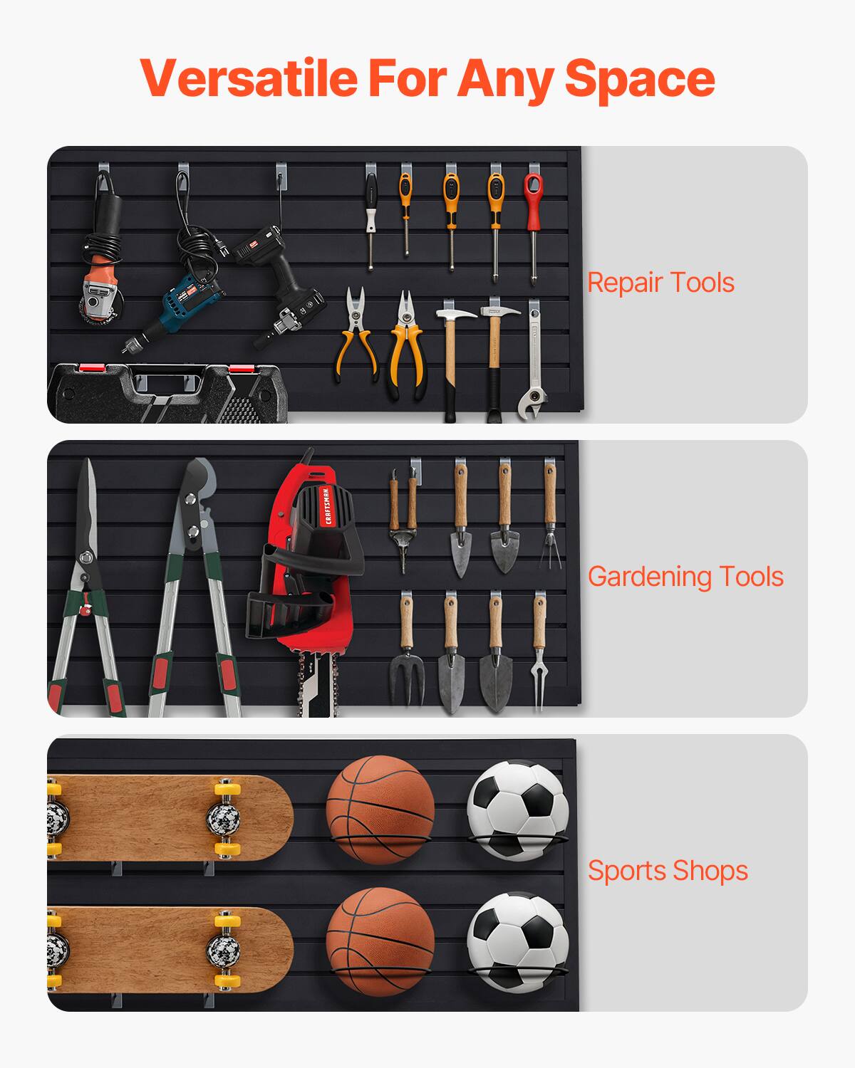 Versatile For Any Space

Repair Tools

Gardening Tools

Sports Shops