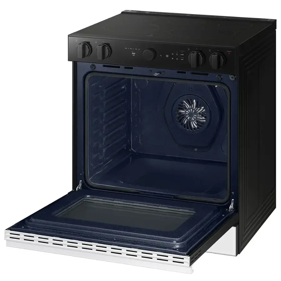 Alt View 16. Samsung - Bespoke Smart Slide-In Electric Range 6.3 cu. ft. with Air Sous Vide & Air Fry - White Glass.