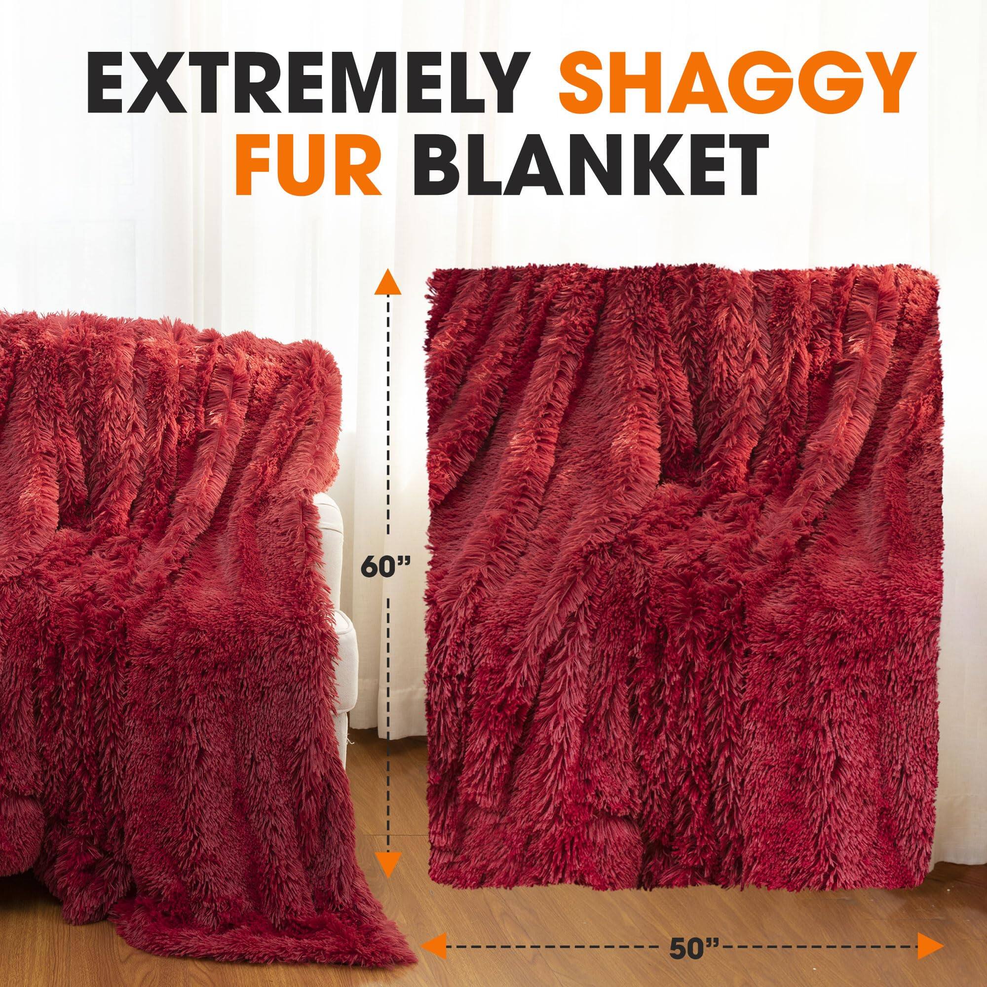 EXTREMELY SHAGGY FUR BLANKET

60"  
50"
