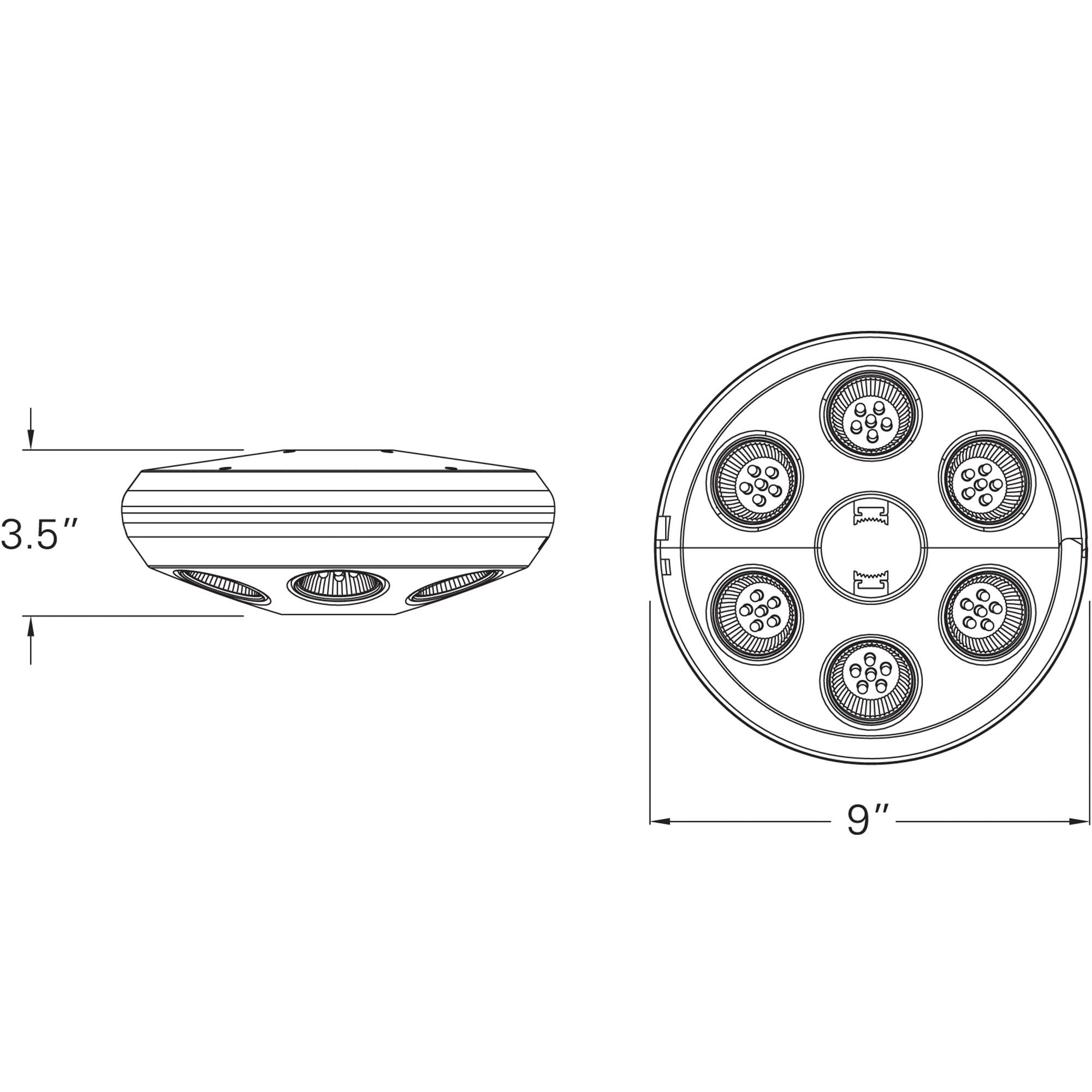 Angle. Mondawe - 8" Round Umbrella Light 36 LED Lights - Black.