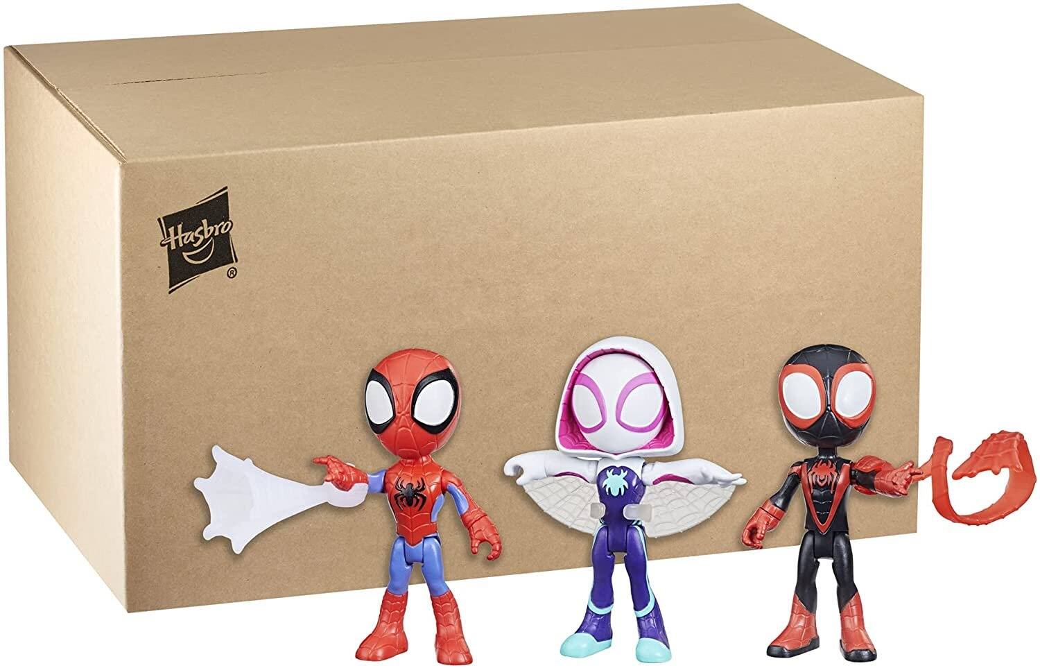 Angle. Hasbro - Marvel Spidey and His Amazing Friends 3-Pack 4-Inch Action Figures Spider-Man, Ghost-Spider & Miles Morales - Multicolour.