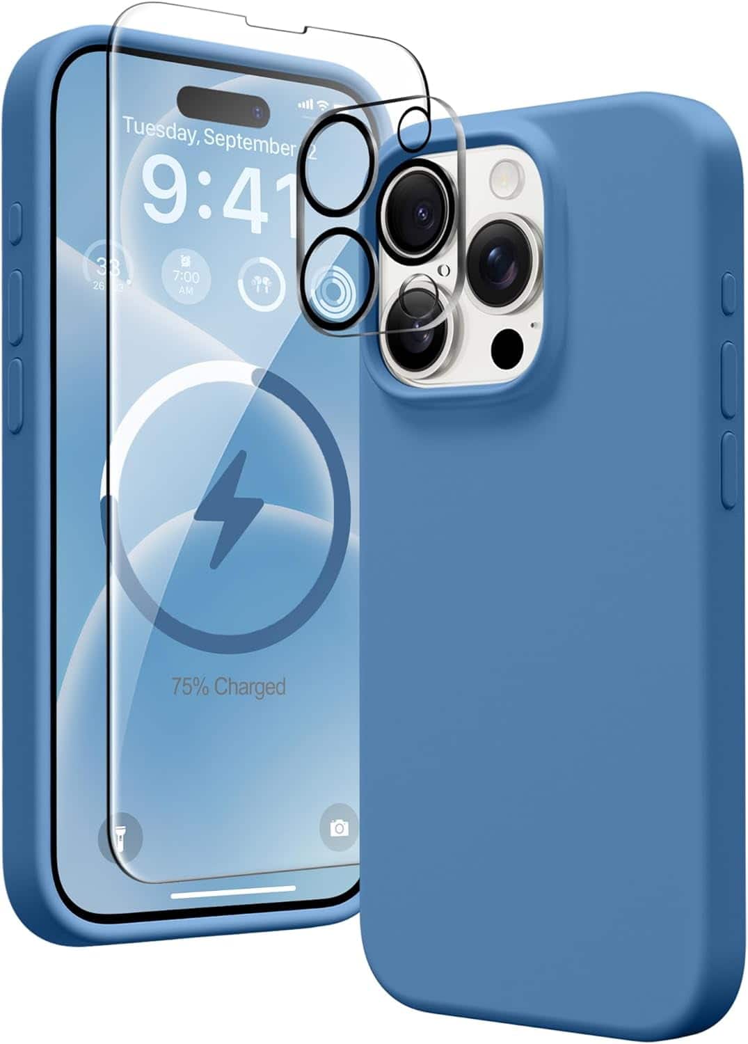 Entronix - Complete Protection Bundle for iPhone 11 Pro Max - Silicone Case, Screen & Camera Protectors - Aqua