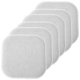 Sweet Home Collection - Alexis Memory Foam No Slip Back 16" x 16" Chair Pad Cushions, 6-Pack - Gray/White