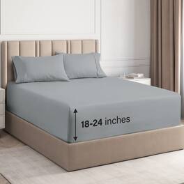 CGK Linens - Extra Deep Pocket 4 Piece Sheet Set - Soft Bed Sheets, Fits 18"-24" Mattresses - Queen - Steel Blue