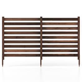 Costway - 2-Panel Wooden Outdoor Privacy Fence with Ground Stakes, 38.5" x 42" per Panel - Brown