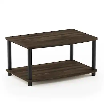 Front. Furinno - Turn-N-Tube No Tools 2-Tier Elevated TV Stand - Columbia Walnut/Black.