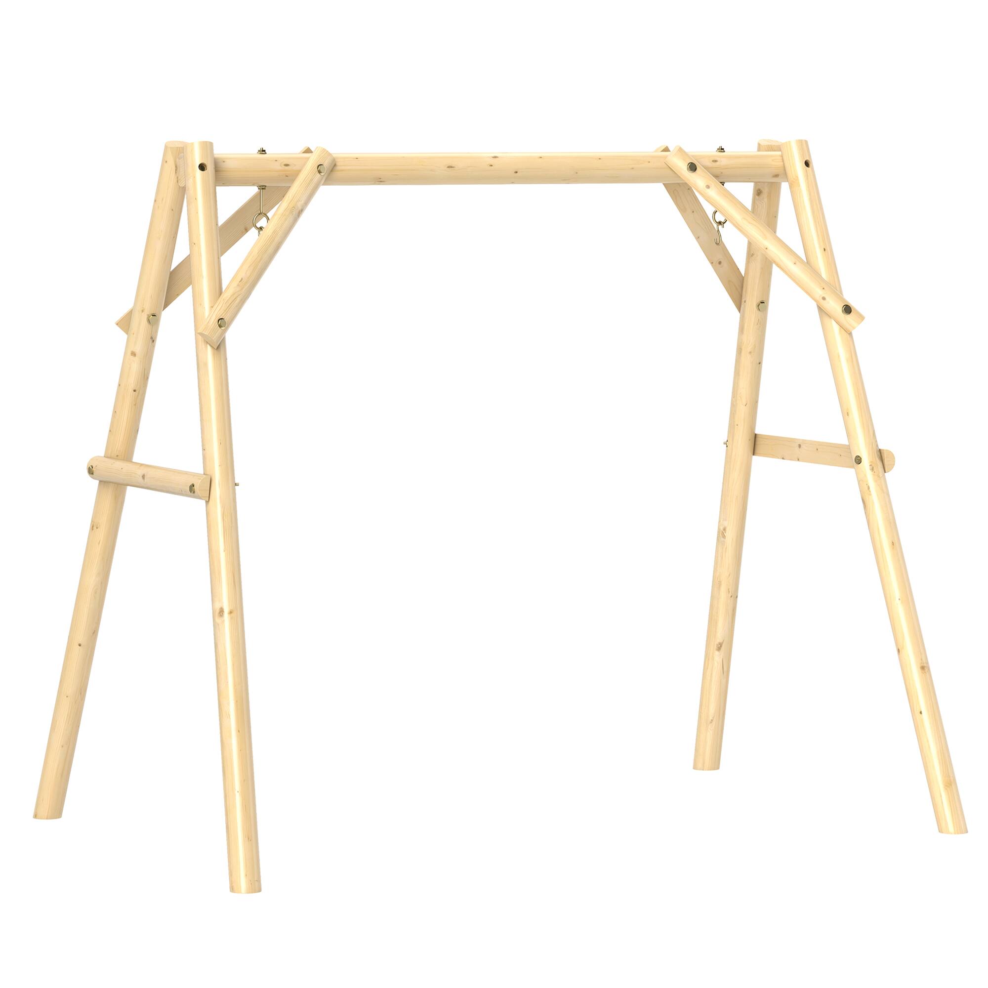 Front. Outsunny - Outsunny 660 lbs Porch Swing Frame, Heavy Duty A-Frame Wooden Swing Stand - Natural Wood.