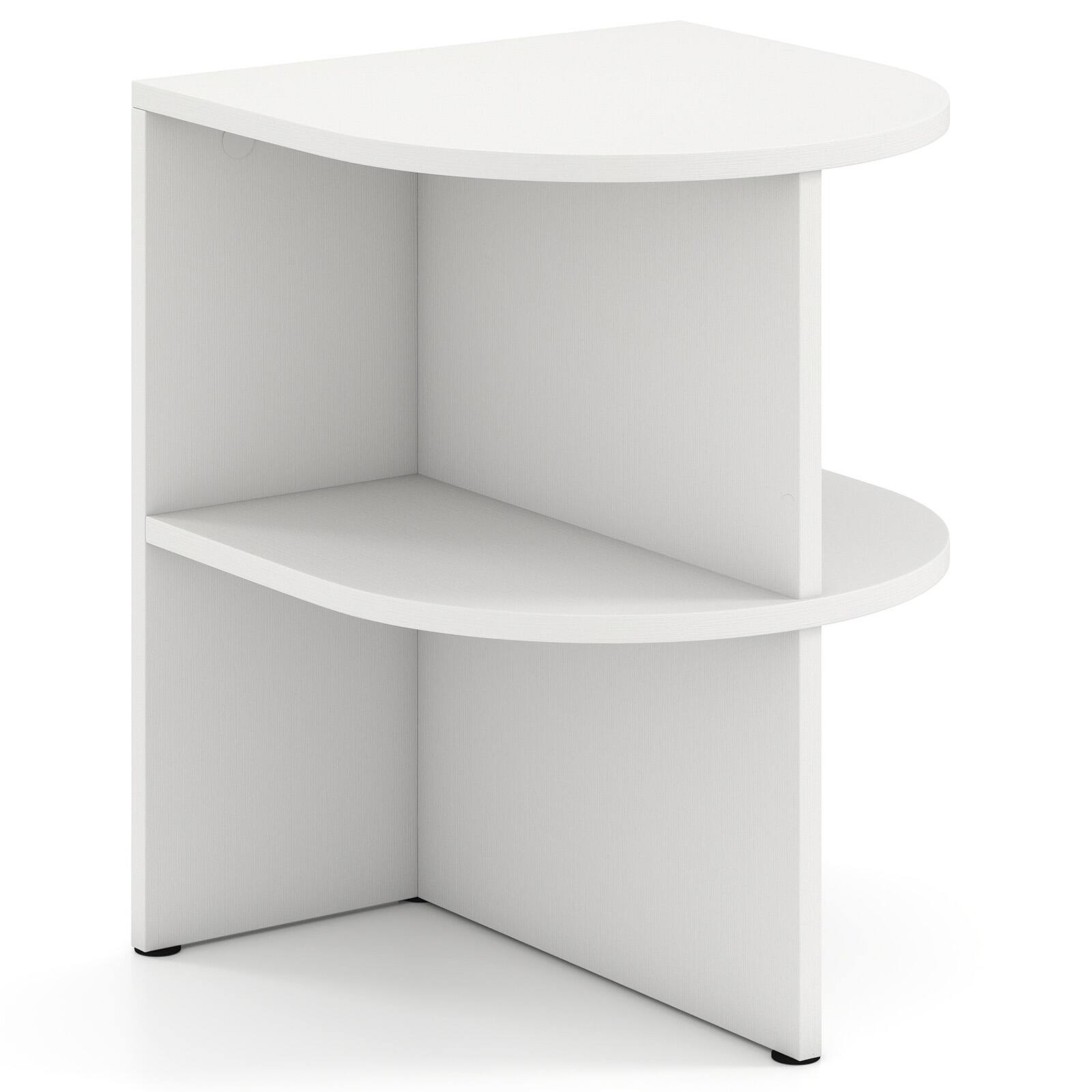 Alt View 8. Gymax - Gymax Half Round Side Table 2-tier Wooden Nightstand w/Open Storage Shelves White - White.
