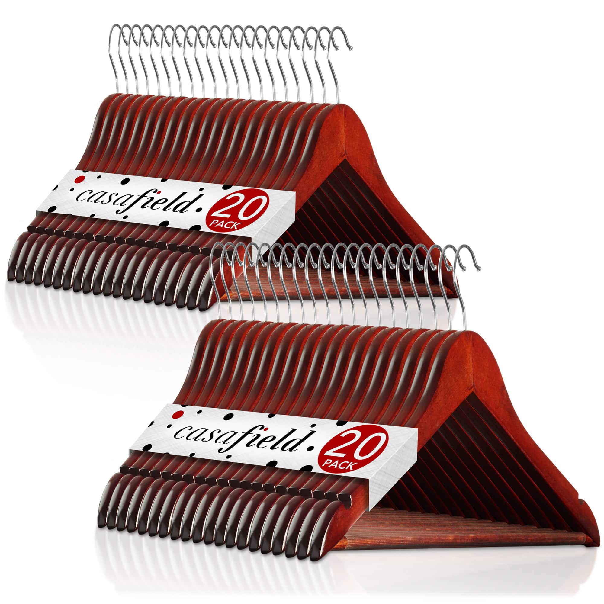 Casafield - 40 Wooden Suit Hangers - Cherry