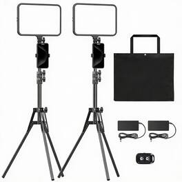OMOMMD - Led Video Light Kit Photography Lighting Studio Lights With Tripod Stand And Phone Holders Podcast For Reco - 2-pack