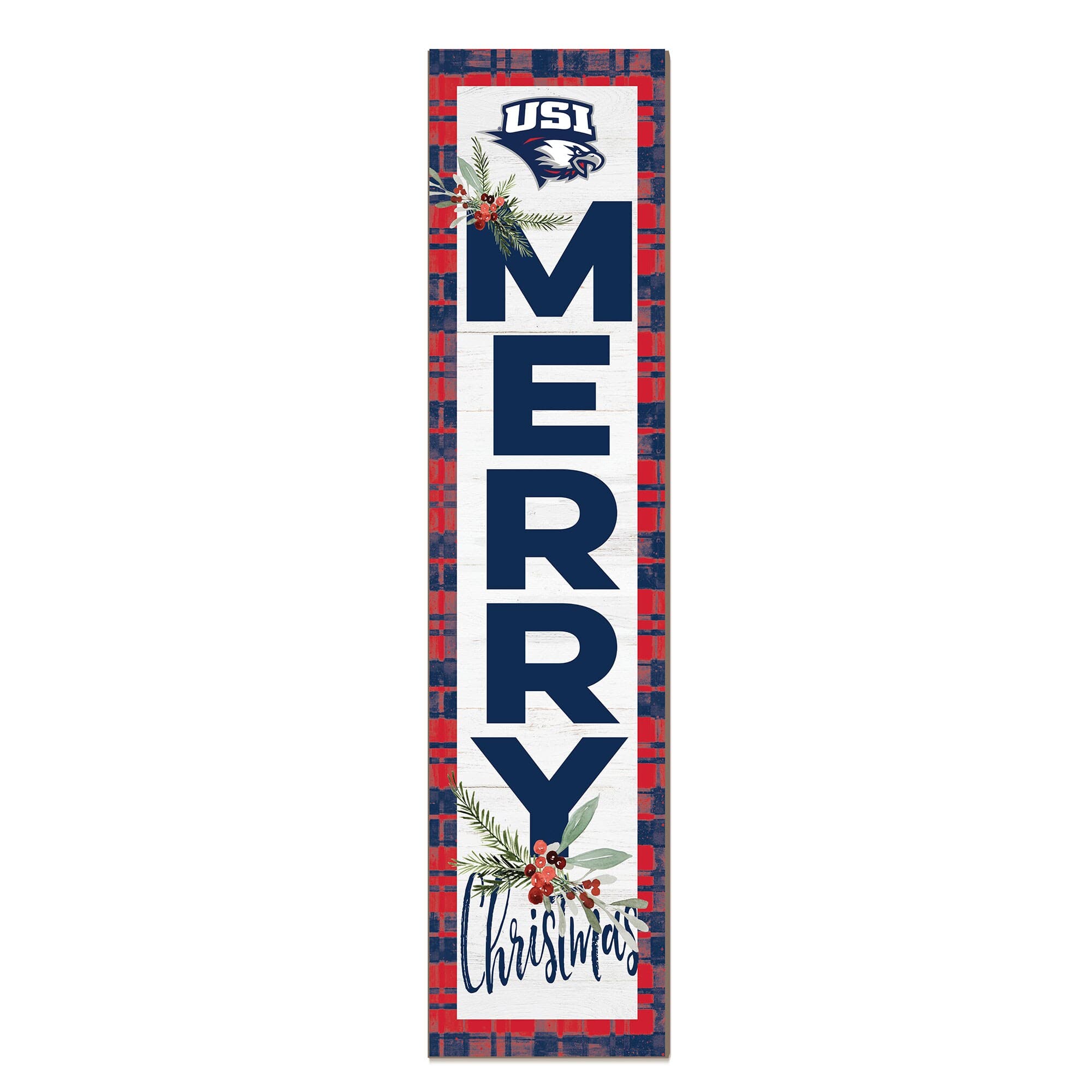 Jardine - Southern Indiana Screaming Eagles 12'' x 48'' Outdoor Merry Christmas Leaner - White