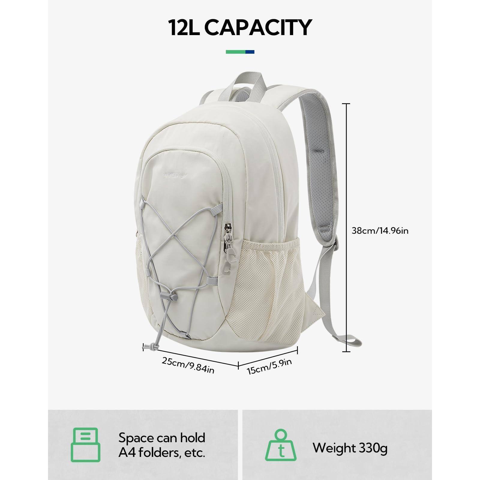 Left. Stamp n Camp - 12l Small Hiking Backpack: Day Pack Lightweight Travel Bag Camping Fitness Cycling Outdoor Sports Daypack For Women Men - Grey.