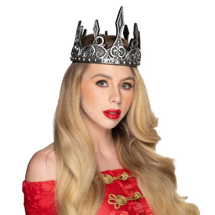 Front. Underwraps - Queen's Silver Crown Foam Adult Costume Accessory - Silver.