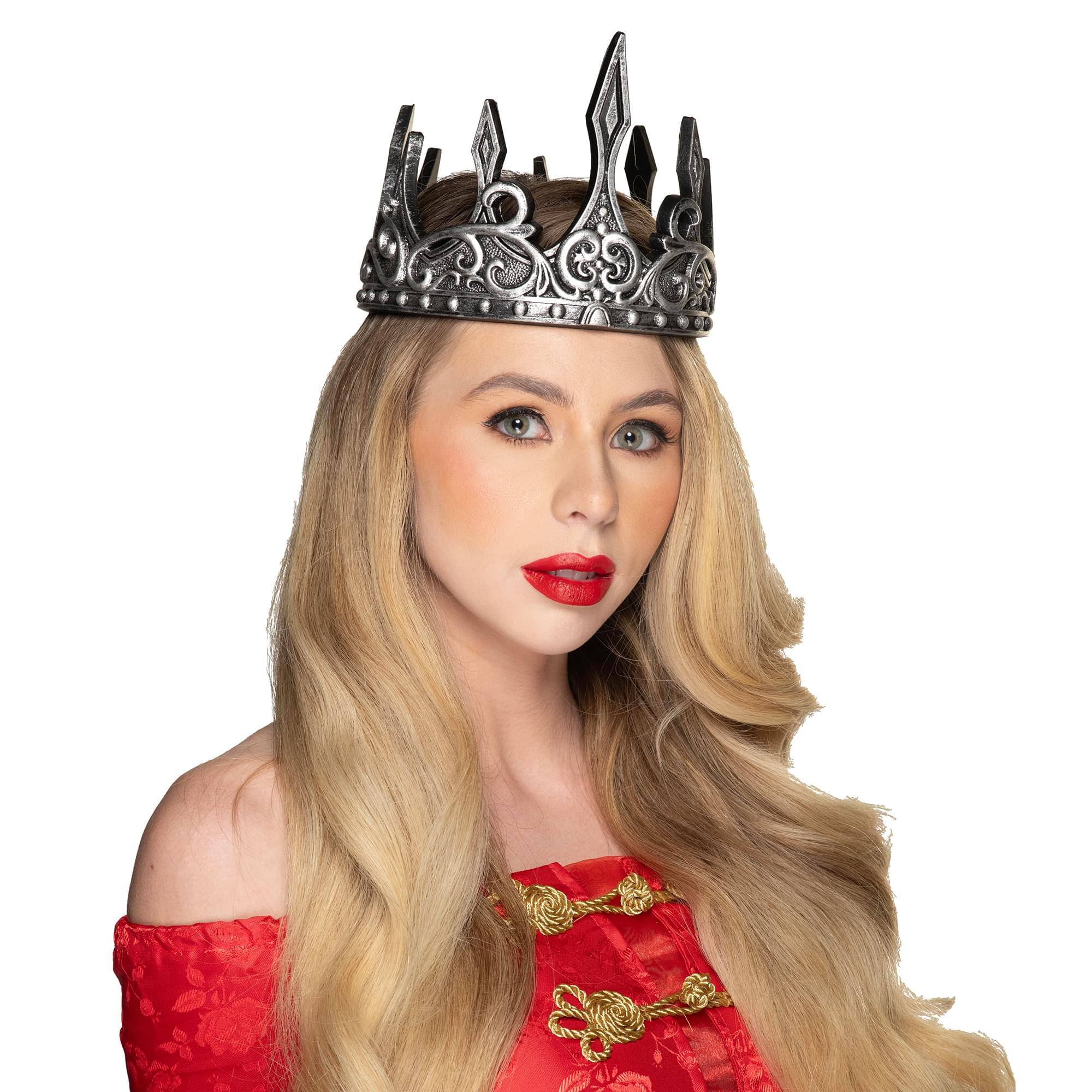 Front. Underwraps - Queen's Silver Crown Foam Adult Costume Accessory - Silver.