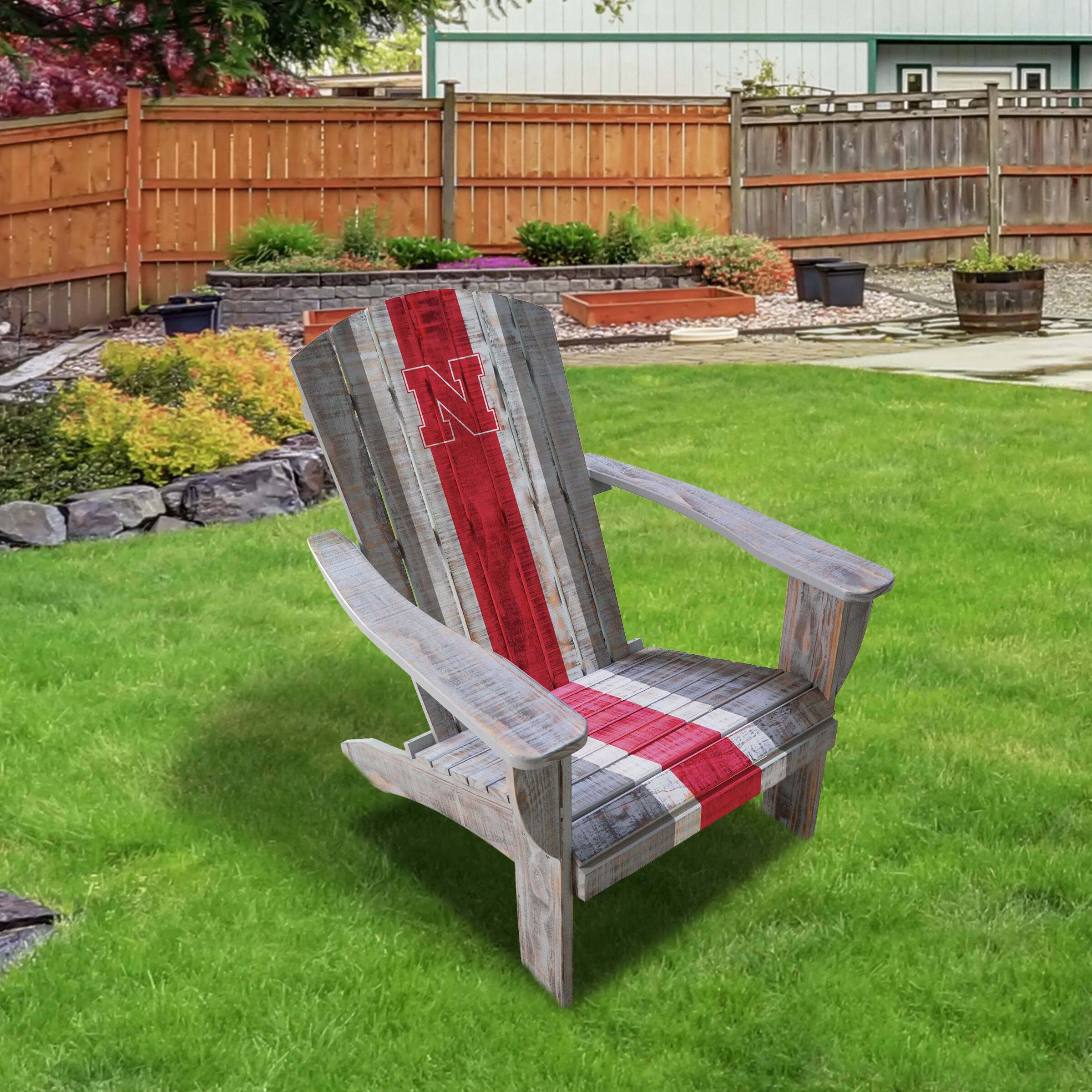 Alt View 1. Imperial - Nebraska Huskers Distressed Wood Adirondack Chair - Gray.