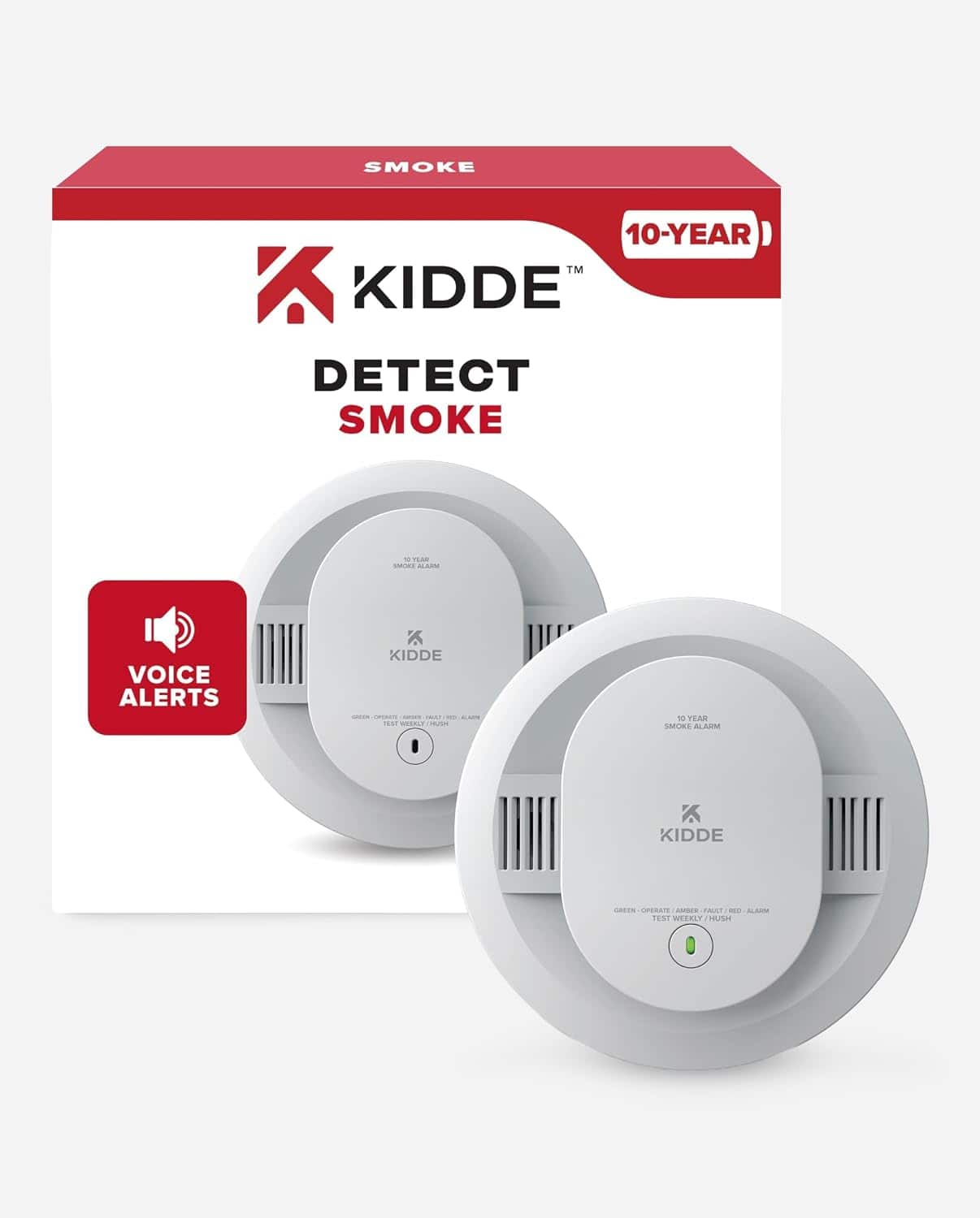 Kidde - 20SD10-V Smoke Detector, Sealed 10 Year Battery, Voice Alerts (1 Pack)