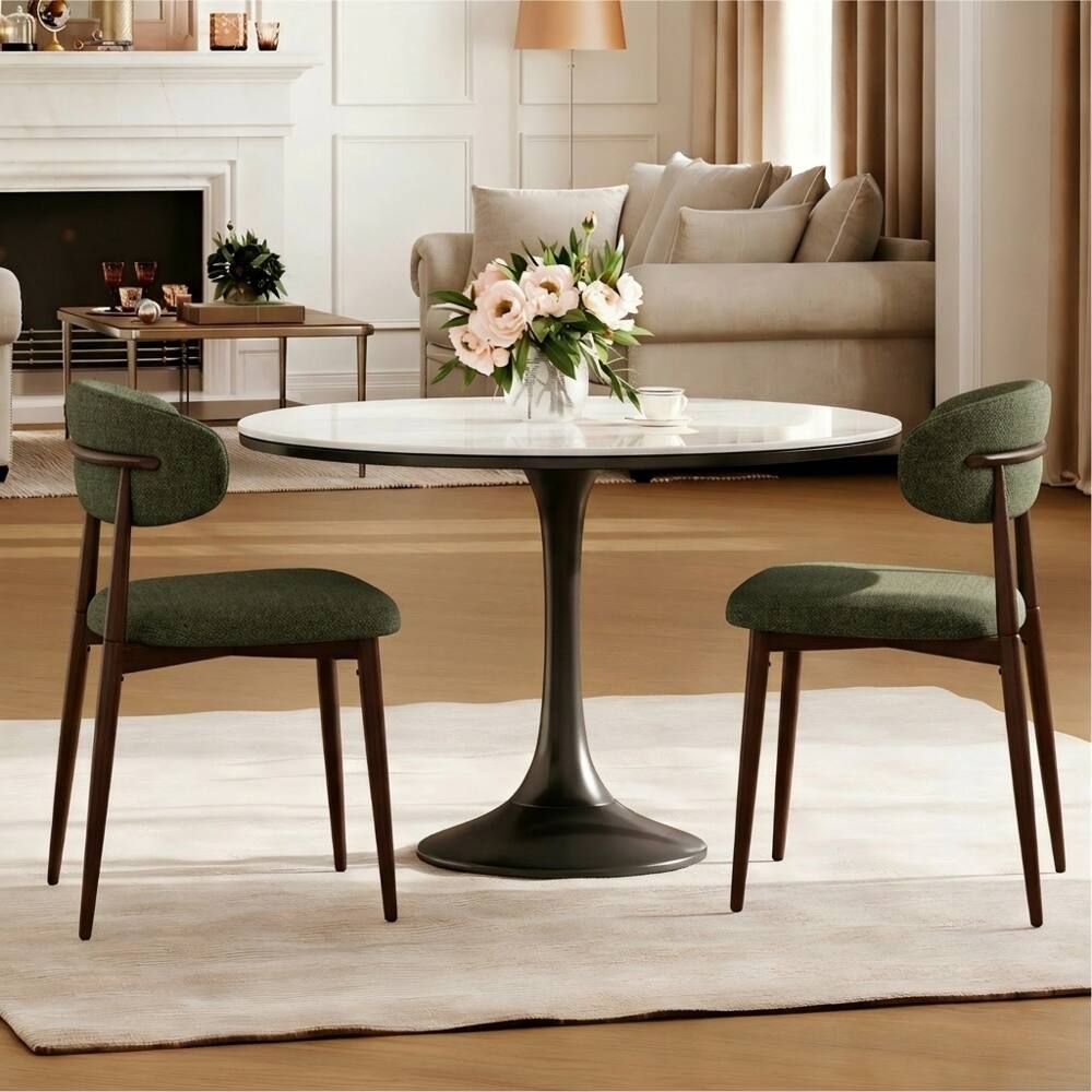 Loheer - Dining Chairs Set of 2 Modern Metal Kitchen Chairs Upholstered Farmhouse Seating - Green
