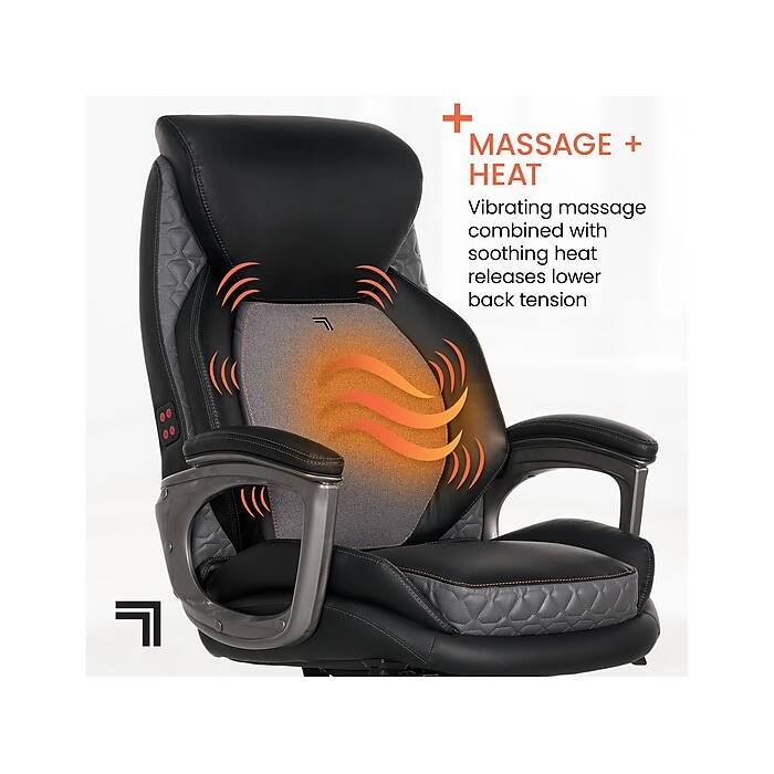 + MASSAGE + HEAT  
Vibrating massage combined with soothing heat releases lower back tension