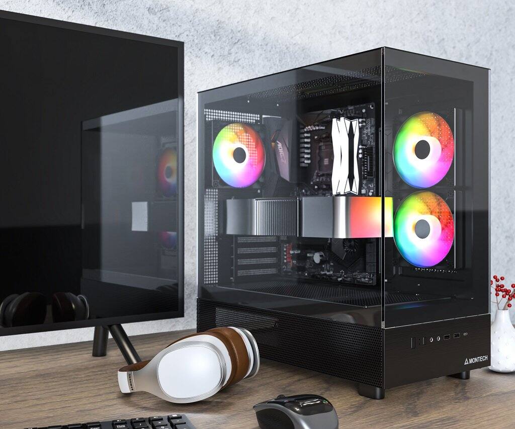 Angle. Montech - Montech XRB ATX Mid-Tower PC Gaming Case - Black.