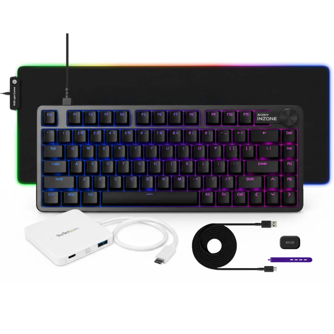Sony - INZONE 75-Percent Wired Aluminum 8K RGB Gaming Keyboard (Black) Bundle
