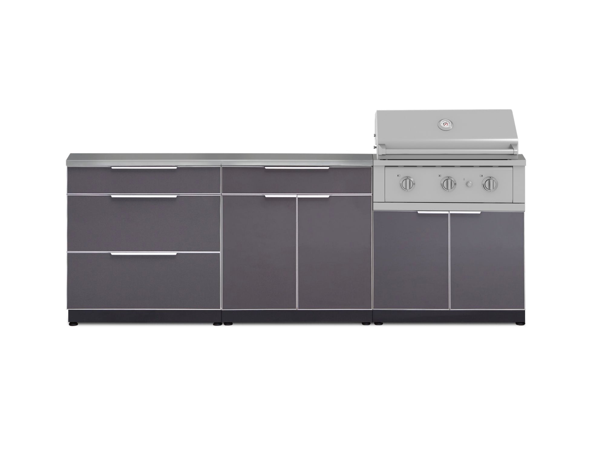 Front. NewAge Products - NewAge Products Outdoor Kitchen 5 Piece Cabinet Set with 33 in. Performance Grill Natural Gas - Slate Gray - Slate Gray.