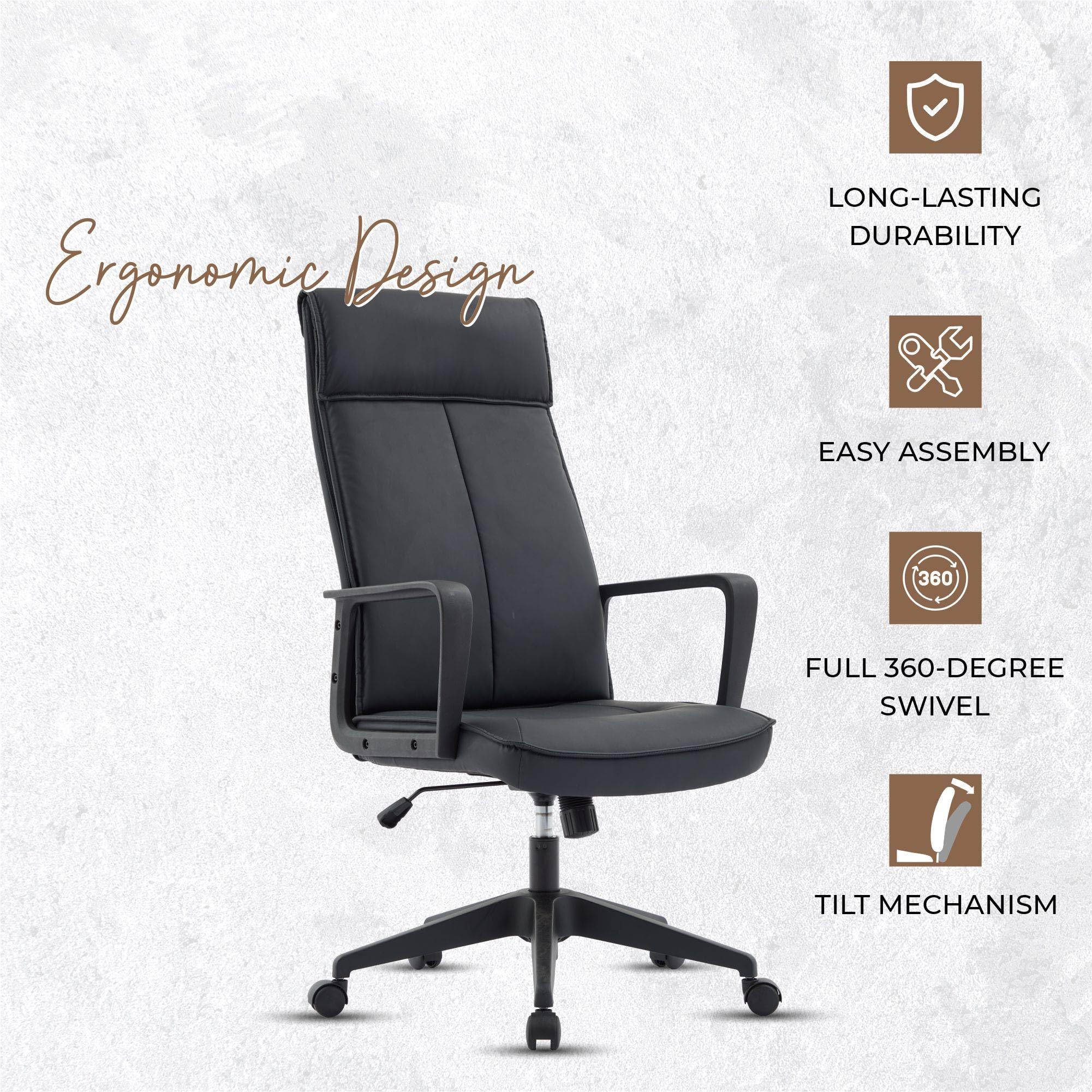 Ergonomic Design

- LONG-LASTING DURABILITY
- EASY ASSEMBLY
- FULL 360-DEGREE SWIVEL
- TILT MECHANISM